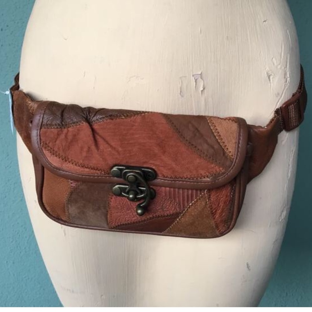 Genuine Suede Leather Patchwork Waist Fanny Bag